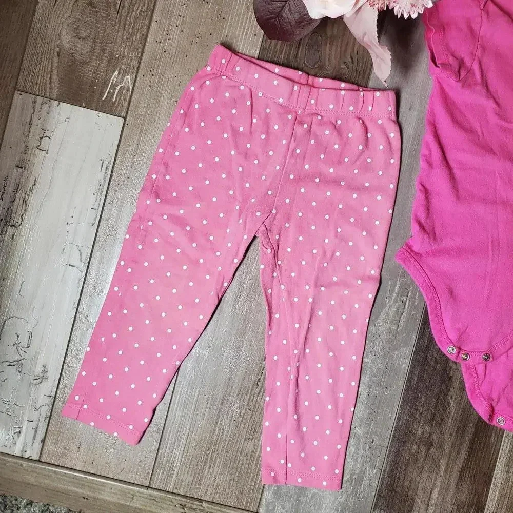 Pink Baby Girl Barbiecore Outfit Clothing Bundle Size 24m EUC